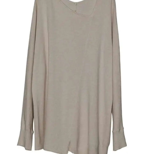 Load image into Gallery viewer, Women Gray Black Brief Irregular Big Size Casual T-shirt New V-Neck Long Sleeve Fashion Tide Spring Autumn 2025 1DJ0234
