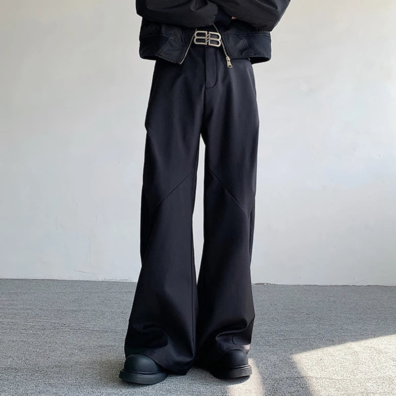 Male Pants Split Pleated Diamond Shaped  Loose Casual Suit Trousers Wide Leg Threedimensional Men's Wear Winter 9C3723