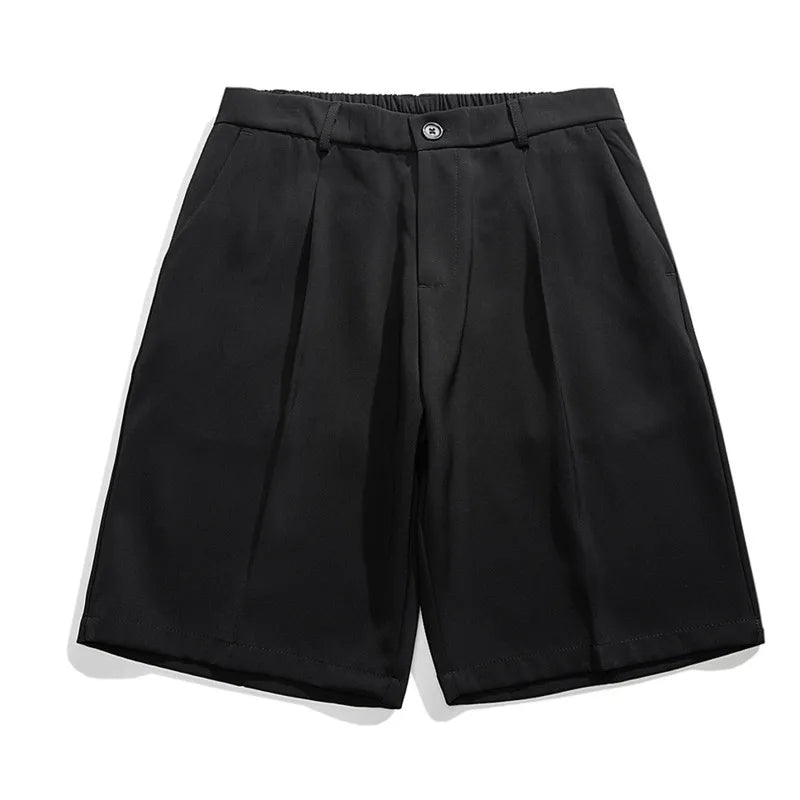 Fashion Men's Suit Shorts Loose Ice Silk Solid Color Summer Casual Kroean New Trendy Male Five Quarter Pants 2025 9W1349