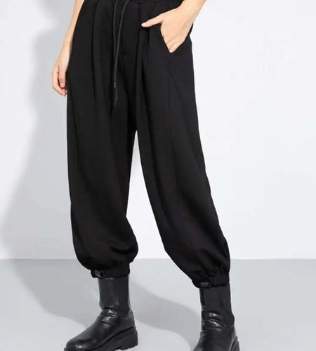 High Elastic Waist Black Drawstring Long Wide Leg Casual Pants New Trousers Women Fashion Tide Spring Autumn 2025 1DH7794