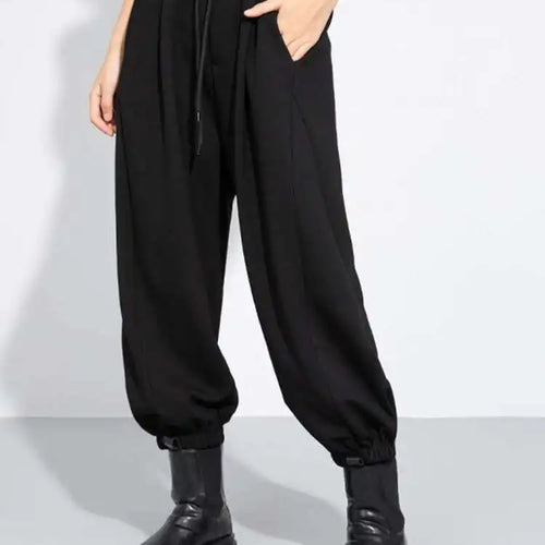 Load image into Gallery viewer, High Elastic Waist Black Drawstring Long Wide Leg Casual Pants New Trousers Women Fashion Tide Spring Autumn 2025 1DH7794
