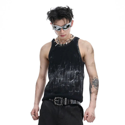 Load image into Gallery viewer, Summer Distressed Slim Fit Vest Niche Sleeveless Tie Dyeing New Fashion Male Tank Tops Contrast Color Casual 24E1293
