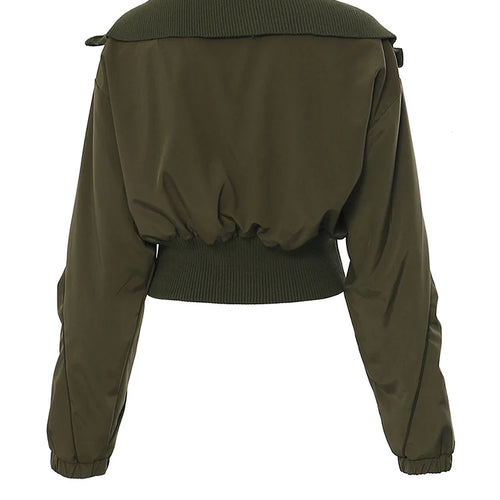 Load image into Gallery viewer, Loose Fit Army Green Big Pocket Casual Jacket New Lapel Long Sleeve Women Coat Fashion Tide Spring Autumn 2025 7AB1819
