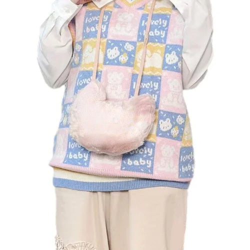 Load image into Gallery viewer, 2025 Harajuku Fashion Sweater Vest Outfits Casual Women Cartoon Jacquard Knitted Tanks Vintage All Match Y2k Aesthetic Clothing
