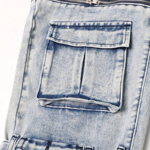 Load image into Gallery viewer, Spliced Zippers Hollow Out Jeans For Women Highe Waist Patchwork Pockets Denim Pants Female Fashion Clothing Style
