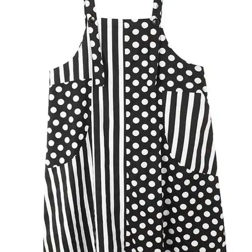 Load image into Gallery viewer, Women Black Dot Printed Big Size Pocket Strap Dress New Square Collar Sleeveless Fashion Tide Spring Autumn 2025 1DH6187
