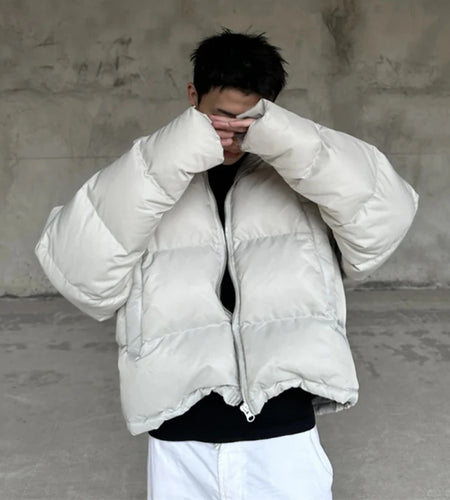 Men's Cotton Coats Stand Collar Zipper Solid Color Loose Menswear Thickened Fashion Simple Male Padded Jackets 9C9080