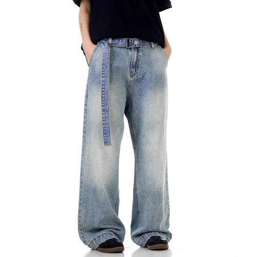 Load image into Gallery viewer, Men's Jeans New American Style Waistband Solid Color Design Denim Pants Loose Straight Leg Pants Trendy Spring 2025 9W1378
