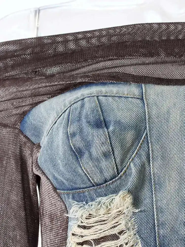 Velvet Denim T-shirt Half-body Skirt Two Pieces Suit New Slash Neck Long Sleeve Women Fashion Spring Autumn 2025 7AB6039