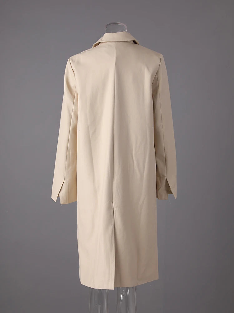 Women Khaki Double Breasted Big Size Elegant Blazer New Lapel Long Sleeve Jacket Fashion Tide Spring Autumn 2025 1DH3412