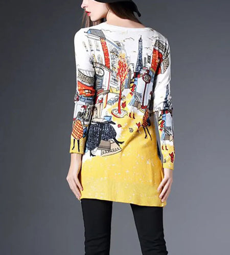 New Fashion Spring Autumn Print Cardigan Brand Pattern Knitted Sweater Woman Casual Long Sleeve Slim Fitted Long Coat B-020