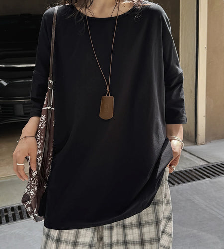 Women White Shaped Spliced Big Size Casual T-shirt New Round Neck Half Sleeve Fashion Tide Spring Summer 2025 1DJ1530