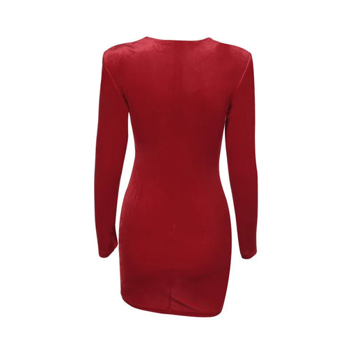 Load image into Gallery viewer, Velvet Long Sleeve Sexy Mini Dress For Women Autumn Winter New Square Collar Bodycon Ruched Club Party Dress Elegant

