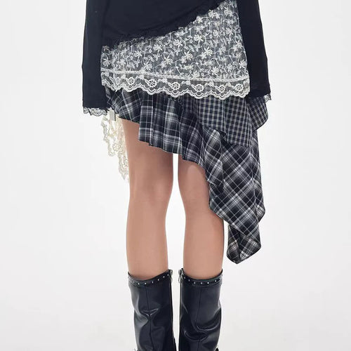 Load image into Gallery viewer, Hit Color Spliced Pliad Irregular Skirts for Women High Wasit Patchwork 3D Flower Fashion Skirt Female Clothing New
