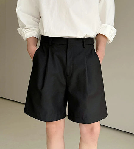 Summer Men's Suit Shorts Spliced Detachable Mesh Knee Length Solid Color All-match New Trendy Male Fashion Tide 9C5962