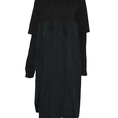 Load image into Gallery viewer, Women Black Drawstring Hollow Out Big Size Irregular Dress New Hooded Long Sleeve Fashion Tide Spring Autumn 2025 JD076
