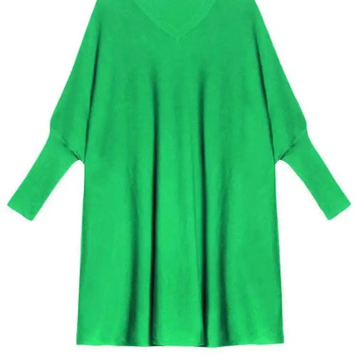 Load image into Gallery viewer, Women Blue Knitting Big Size Mini Dress New V-Neck Long Batwing Sleeve Loose Fit Fashion Tide Spring Autumn 2025 1DF9758
