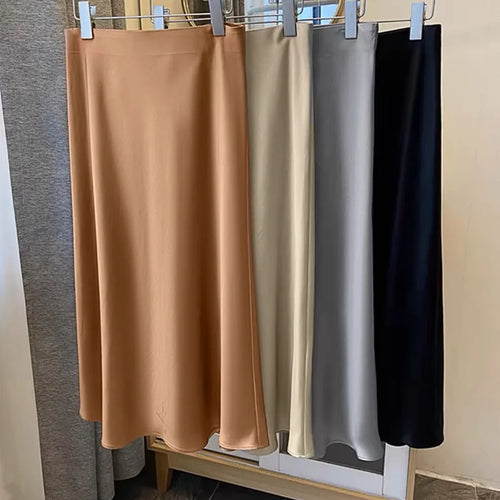 Load image into Gallery viewer, Spring Summer New Solid Elegant Vacation Pleated Skirts Women's French Fashion High Waist Slim A-line Fishtail Long Skirt Ladies
