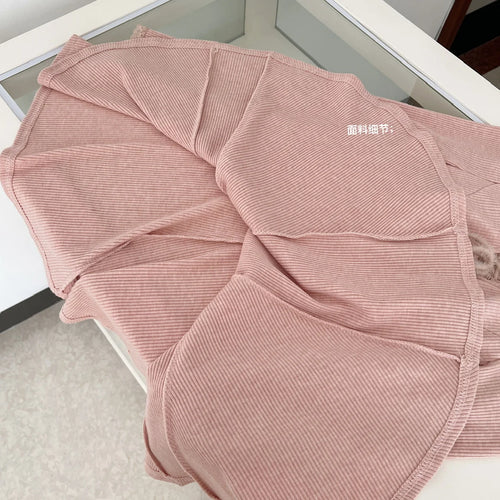 Load image into Gallery viewer, Autumn Winter Women Sweet Pink Lace-up Round Neck Long Sleeved Pleated Short Dress 2024 Sexy Elegant High Waist Mini Knit Dress
