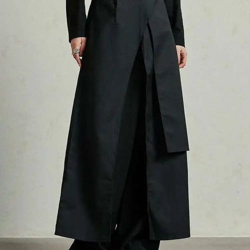 Load image into Gallery viewer, High Waist Black Irregular Slit Hem Layers Spliced Long Half-body Skirt Women Fashion Tide New Spring Autumn 2025 1DF8244
