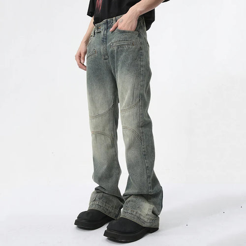 Load image into Gallery viewer, Men Summer New Jeans Flare Pants Reverse Pocket Design Fashion High Street Personality Menwear American Bottoms 9C5983
