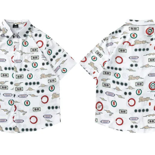 Load image into Gallery viewer, Vintage Hawaiian Shirts Retro Graphic Printed Button Up Summer Beach Blouse Men Harajuku Hip Hop Casual Short Sleeve Baggy Tops
