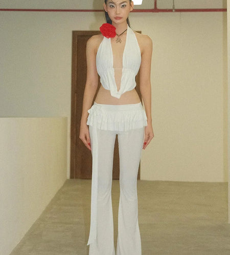 Sexy Tight Elastic Pants Women Slim Fit Flower Ruffle Edge Female Slim Fit Party Nightclub Fashion Street Pants