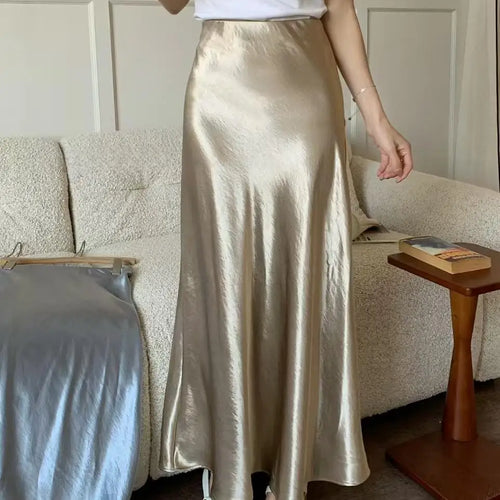 Load image into Gallery viewer, Spring Summer French Solid Elegant Sexy Club A-line Pleated Long Skirt Women High Waist Vacation Slim Wrap Hip Fishtail Skirts
