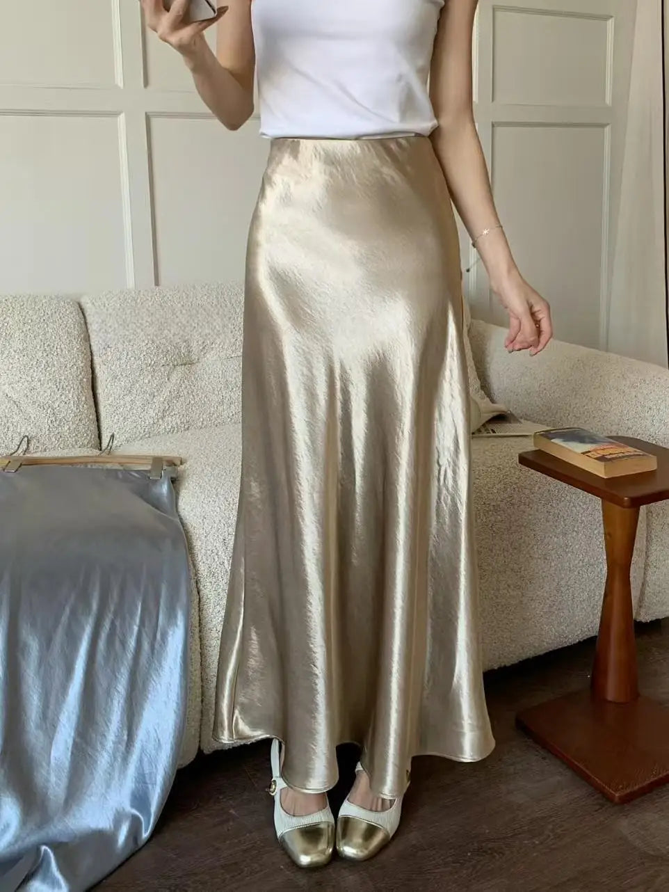 Spring Summer French Solid Elegant Sexy Club A-line Pleated Long Skirt Women High Waist Vacation Slim Wrap Hip Fishtail Skirts