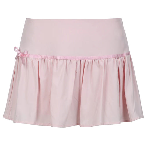 Load image into Gallery viewer, Hotsweet Pink Spliced Summer Mini Skirt Bow Korean Fashion Cute Folds A-Line Women Skirts Coquette Clothes Girls New
