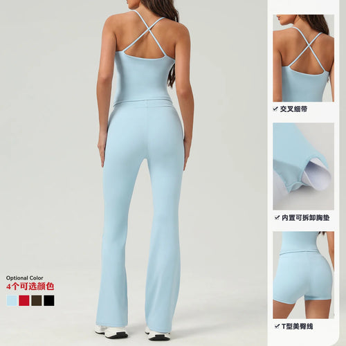 Load image into Gallery viewer, Women Gym Fitness Yoga Pants High Waist Flared Leggings Workout Runing Sport Leggings Women's Control Tummy Yoga Wide Leg Pants
