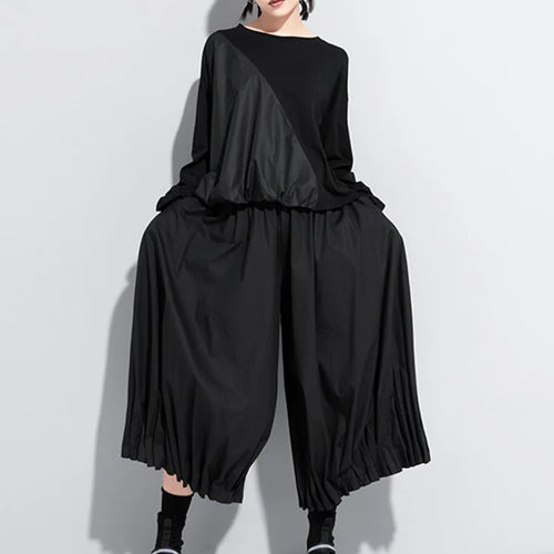 Load image into Gallery viewer, High Elastic Waist Black Pleated Split Wide Leg Trousers New Loose Fit Pants Women Fashion Tide Spring Autumn 2025 1DA618
