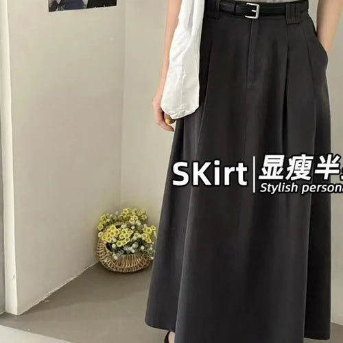 Load image into Gallery viewer, Spring Summer Korean Fashion Solid Elegant Sexy Pleated Long Skirt Women High Waist Festival Versatile Slim Skirts 2025 Casual
