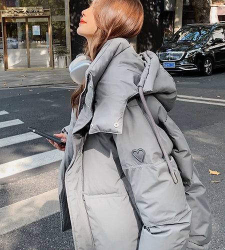 Winter Puffer Jackets Women Thick Warm Down Cotton Padded Coat Female Fashion Oversize Hooded Grey Loose Short Parkas Mujer 2023