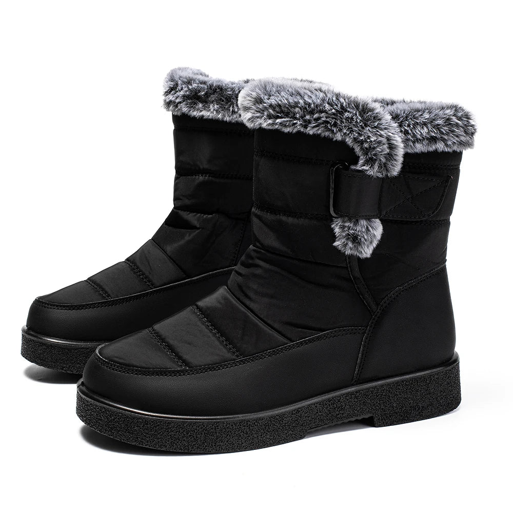 Women's Boots 2025 New Winter Boots With Fur Keep Warm Botas Mujer Rubber Snow Boots Black Footwear For Winter Shoes Woman Boot