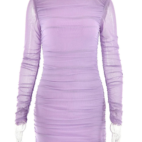 Load image into Gallery viewer, O- Neck Contrast Long Sleeve Women's Dress Party Street Stretchy Tight Ruffle Female Mini Dress Fashion Autumn 2023 New
