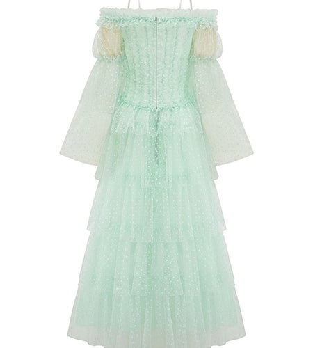 Slimming Spliced Mesh Elegant Dresses For Women Slash Neck Sleeveless High Waist Minimalist Mesh Dress Female New