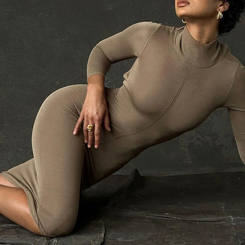Load image into Gallery viewer, Turtleneck Backless Bodycon Midi Dress For Women New Autumn Winter Long Sleeve Club Party Sexy Long Dress Vestidos
