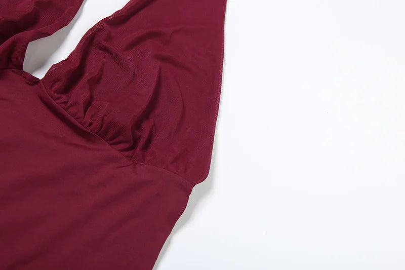 Scarf Collar Backless Sexy Maxi Dress Women Gown Fashion Halter Deep V Neck Thigh High Split Bodycon Long Dress