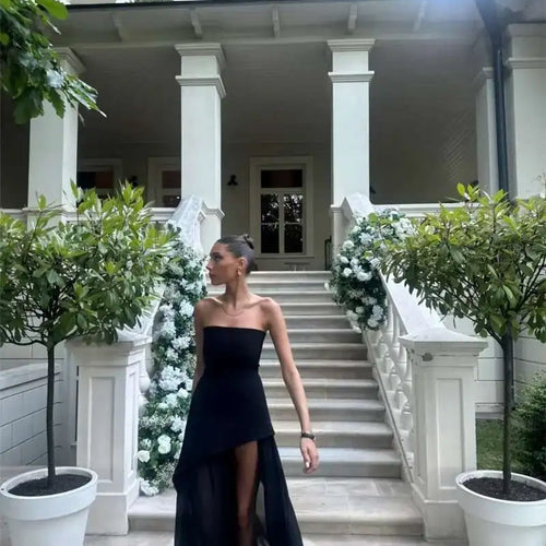 Load image into Gallery viewer, Elegant Strapless Sexy Maxi Dress For Women Gown With Scarf Off-shoulder Sleeveless Backless Split Beach Long Dress
