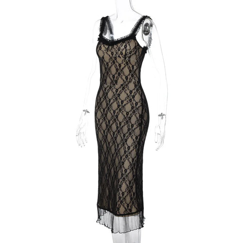Load image into Gallery viewer, Elegant Lace Print Sexy Maxi Dress For Women Spaghetti Strap Sleeveless Backless Bodycon Club Party Sexy Long Dress
