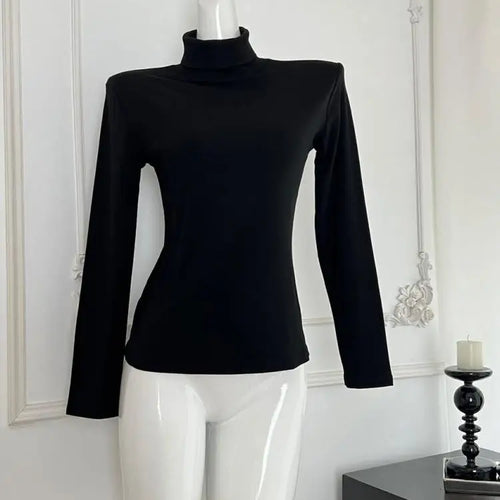 Load image into Gallery viewer, Black White Elegant Velvet Sweater Women Grey High Neck Long Sleeve Basic Knit Tops 2024 Autumn Winter Simplicity Versatile Chic
