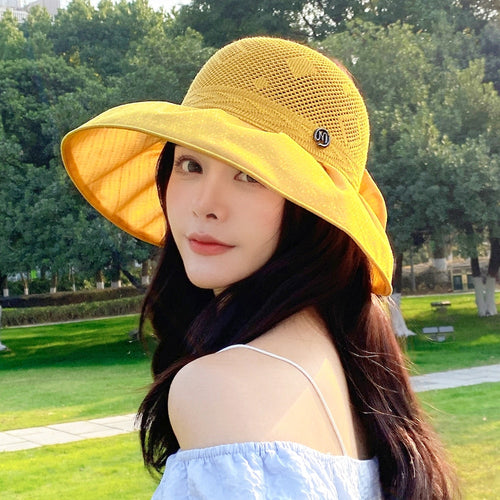 Load image into Gallery viewer, Summer Hats For Women Fashion M Letter Bow Design Straw Hat  Empty Top Sun Hat Travel Beach Hat
