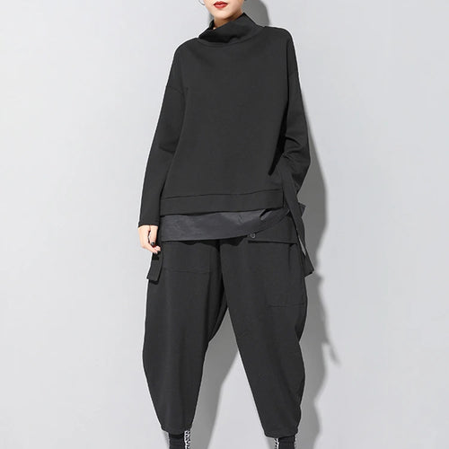 Load image into Gallery viewer, Loose Fit Asymmetrical Big Size Sweatshirt New High Collar Long Sleeve Women Big Size Fashion Spring Autumn 2025 19A-a124
