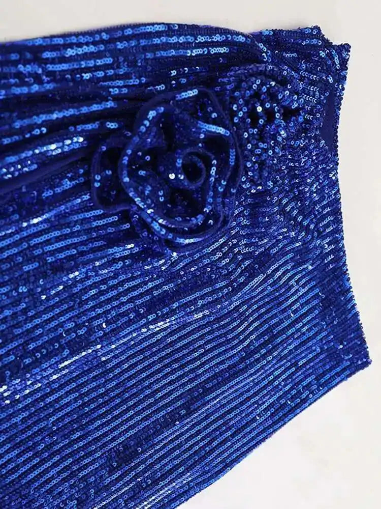 High Elastic Waist Red Sequins Flower Slit Elegant Long Half-body Skirt Women Fashion Tide New Spring Autumn 2025 1DH9121