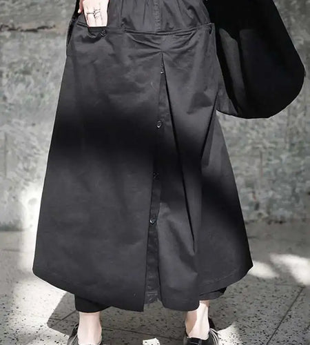 High Elastic Waist Black Irregular Bandage Wide Leg Pants New Loose Fit Trousers Women Fashion Spring Autumn 2025 JI0840