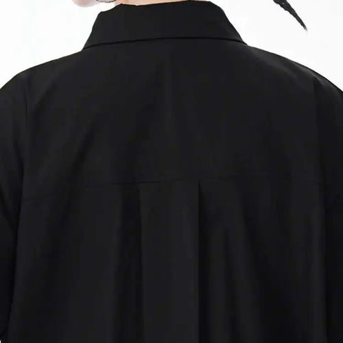 Load image into Gallery viewer, Women White Mesh Color-block Big Size Midi Shirt Dress New Lapel Short Sleeve Fashion Tide Spring Summer 2025 1DJ0003
