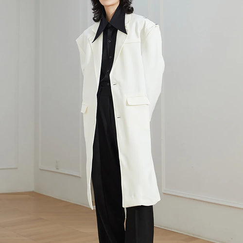 Load image into Gallery viewer, Women Black Big Size Long Casual Blazer New Lapel Long Sleeve Loose Fit Jacket Fashion Tide Spring Autumn 2025 1DH0063
