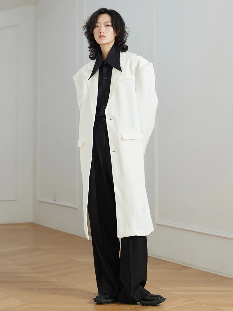 Women Black Big Size Long Casual Blazer New Lapel Long Sleeve Loose Fit Jacket Fashion Tide Spring Autumn 2025 1DH0063