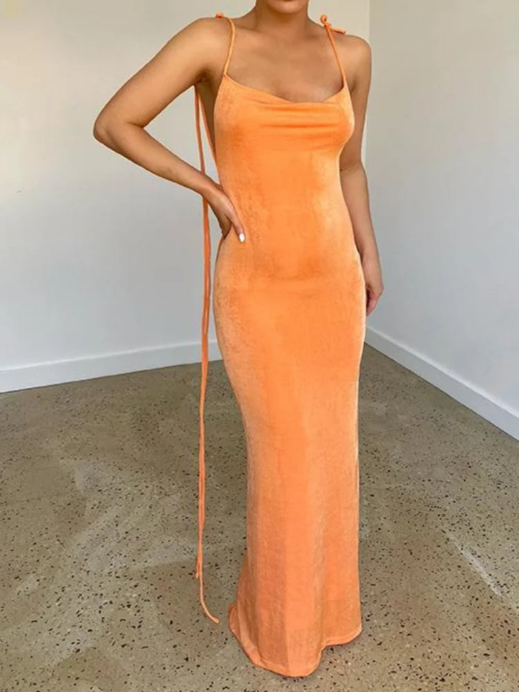 Sexy Backless Bandage Bodycon Dress Women Summer Spaghetti Strap Club Party Maxi Long Dresses New In Outfits